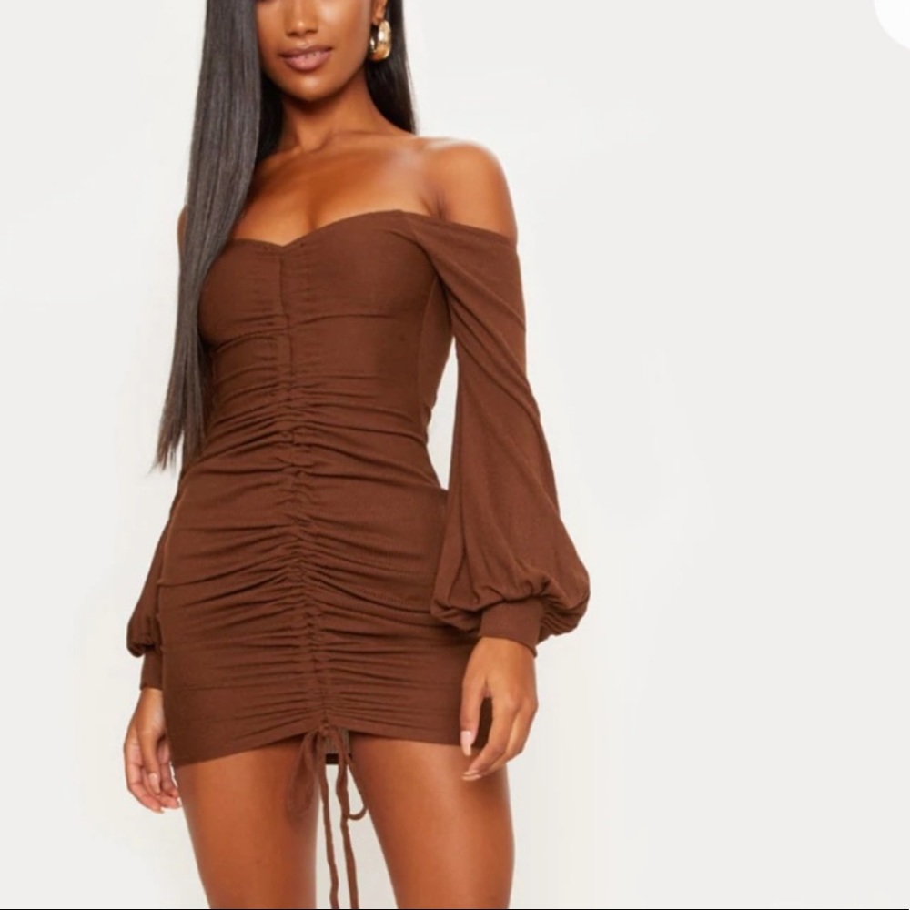 Chocolate ruched dress
